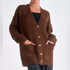 Elan Chocolate Brown Women's Cardigan